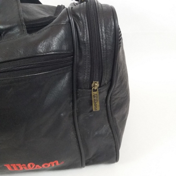Vintage Wilson Black Leather Duffel Gym Bag - Picture 3 of 8